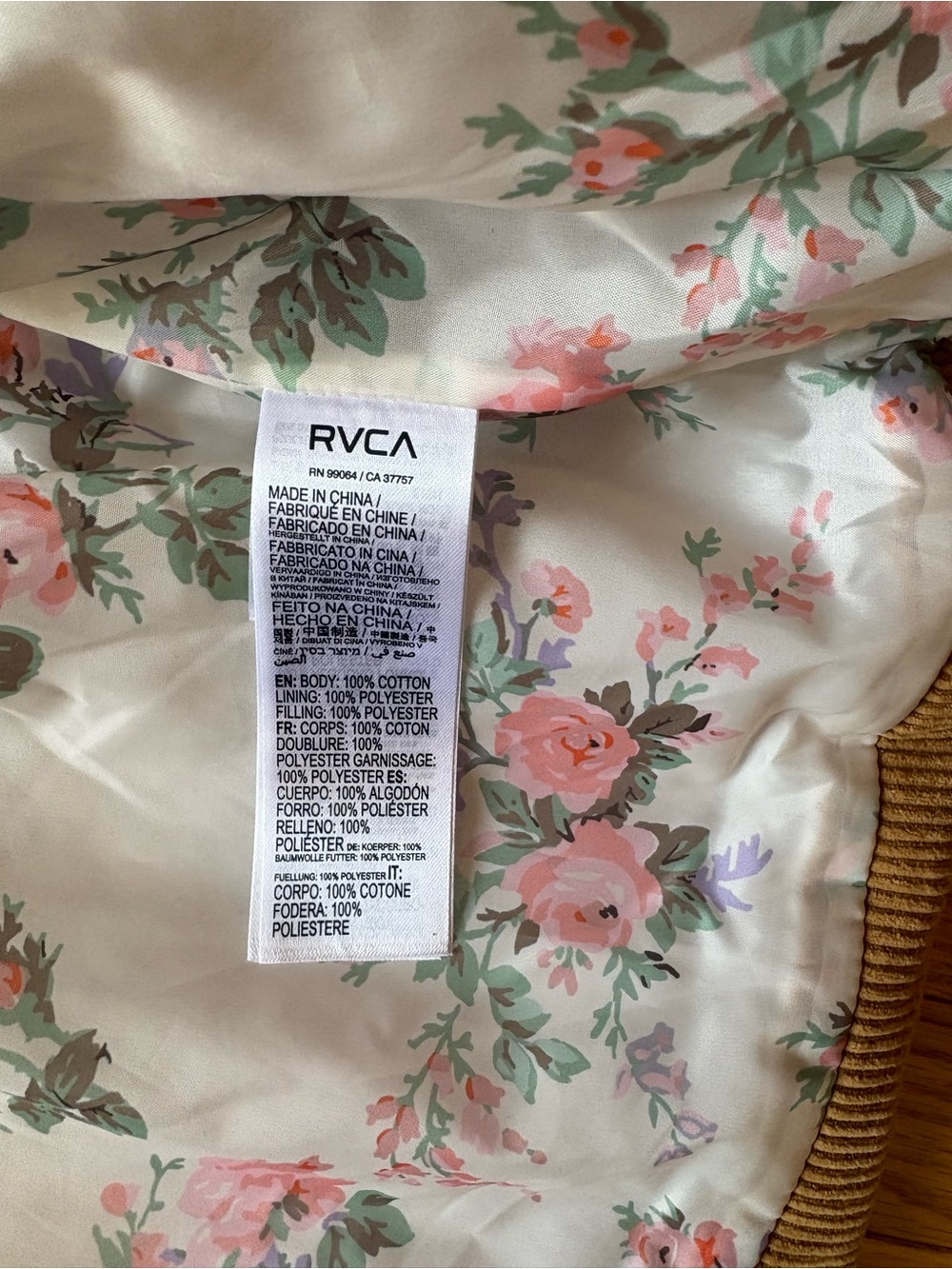Cotton Corduroy Puffer Jacket in Camel, Cropped Length, size medium - Picture 5 of 11